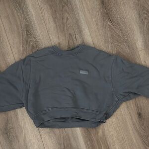 SET ACTIVE- Charcoal Blue Cropped Sweatshirt